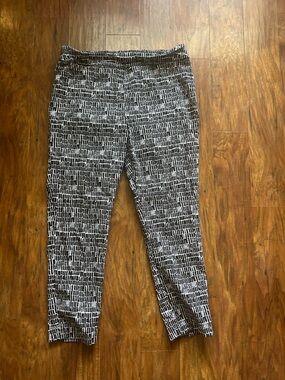 Soft Surroundings black and white geometric print pull-on pants size 1X
